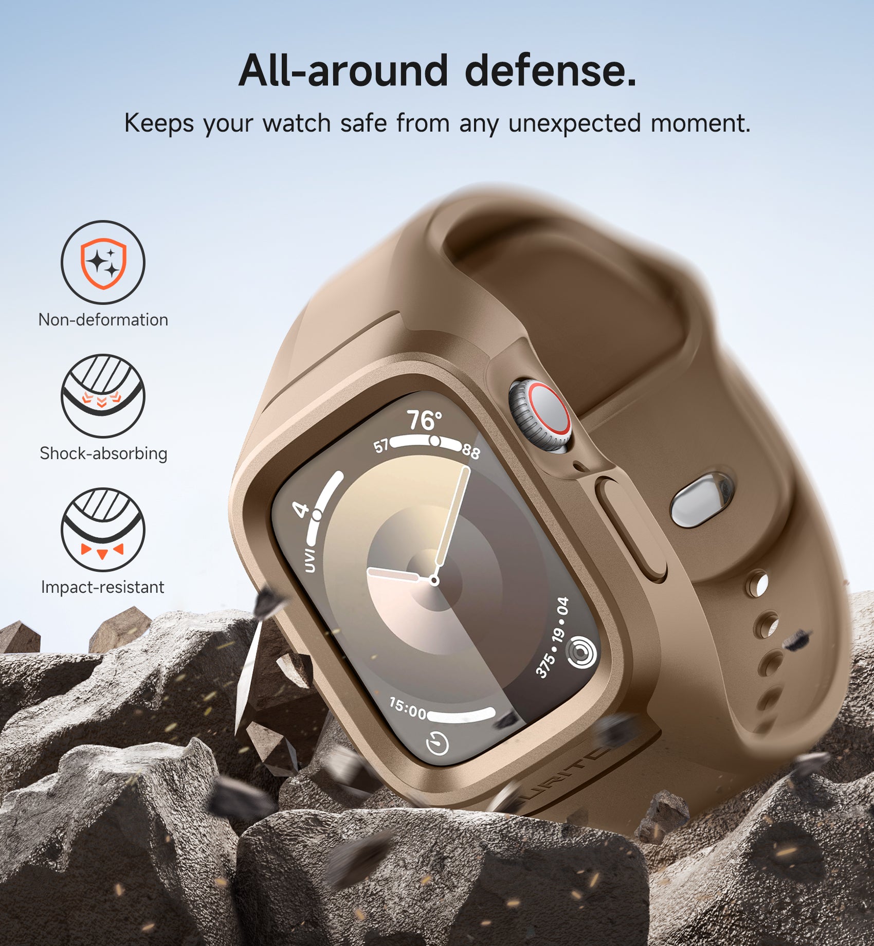 Suritch Sport Band for Apple Watch Series 9 45mm Soft Silicone Shockproof Rugged Protective Strap with Case for Women Men