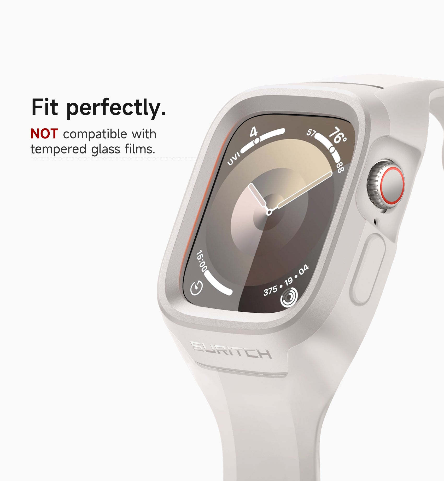 Suritch Sport Band for Apple Watch Series 9 45mm Soft Silicone Shockproof Rugged Protective Strap with Case for Women Men