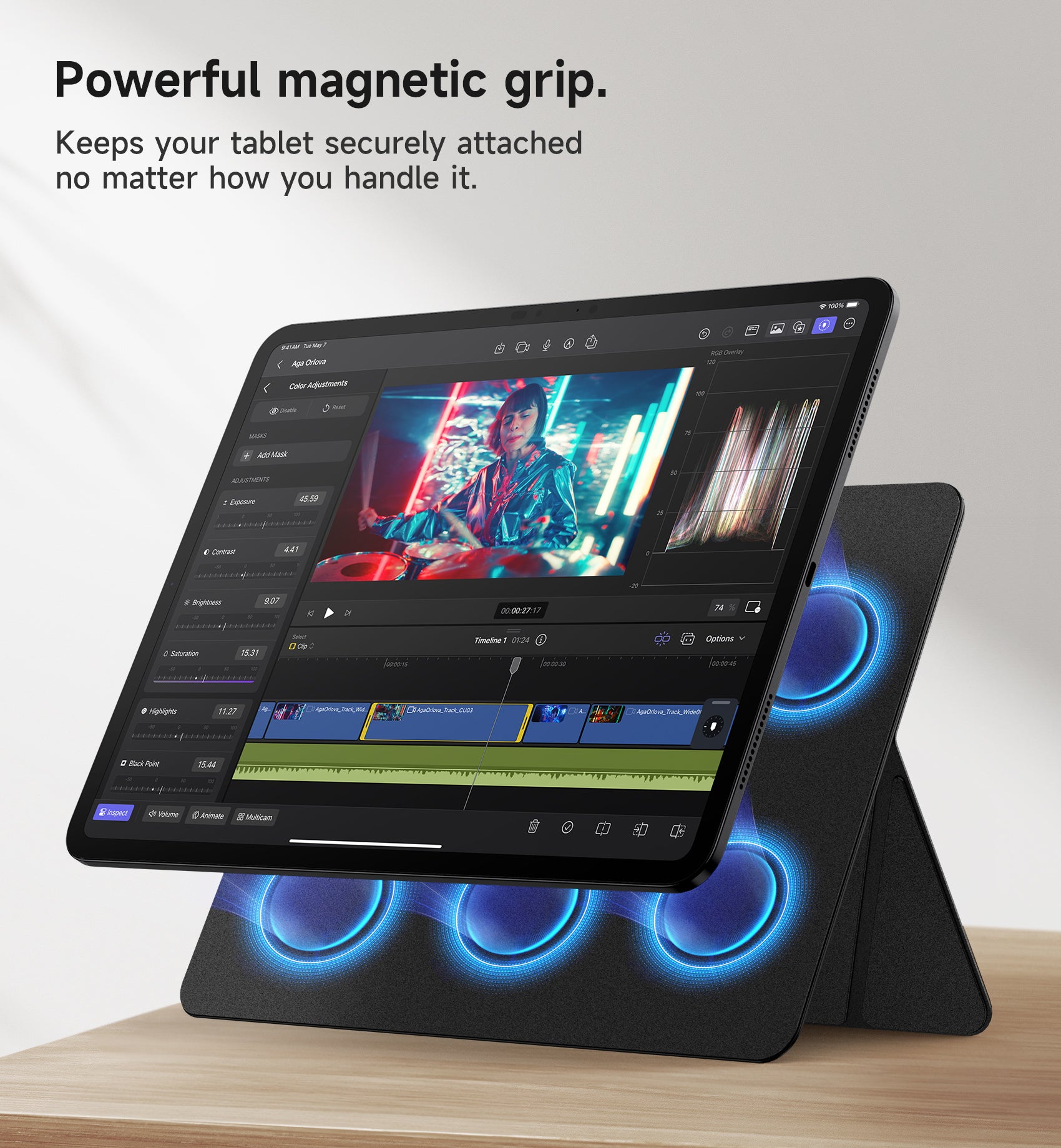 Suritch Stand for iPad Pro 11-inch M4 2024 Slim Adjustable Tablet Stand Lightweight Portable Support Portrait Landscape Magnetic Tablet Holder