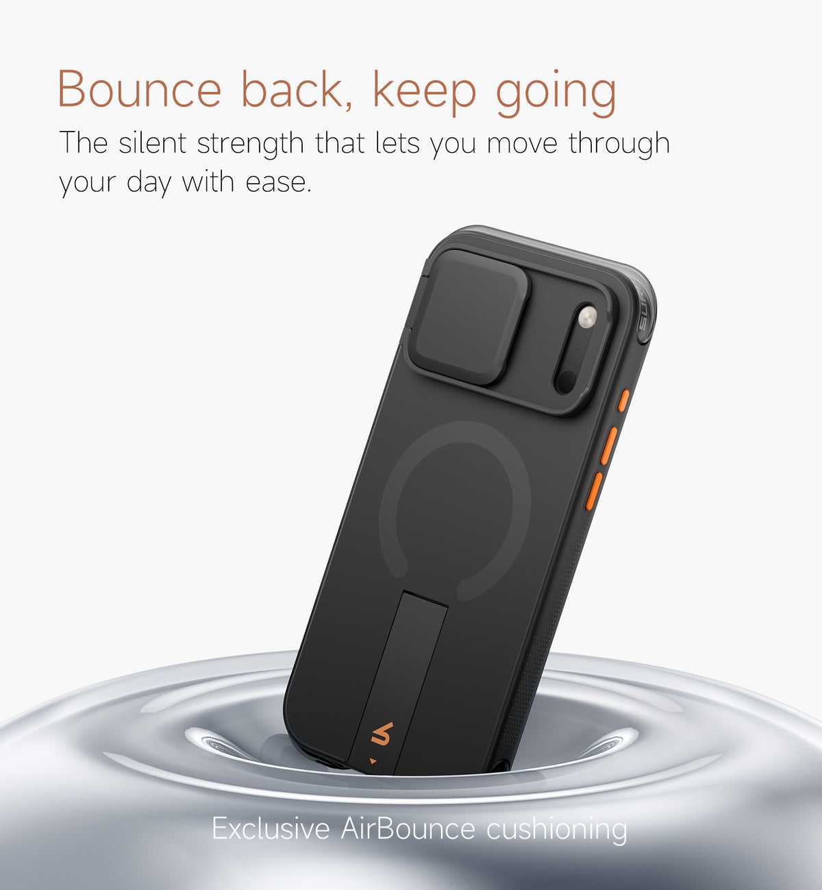 iPhone 17 Pro Max AirBounce Bumper Magnetic Case with Lens Cover and Kickstand