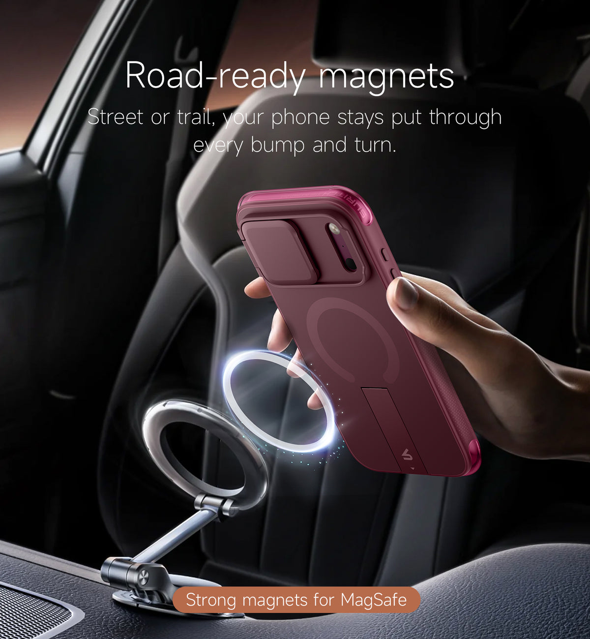 iPhone 18 Pro Max AirBounce Bumper Magnetic Case with Lens Cover and Kickstand